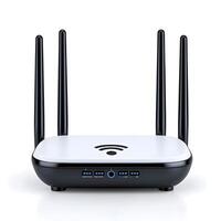 Modern Wireless Router with Multiple Antennas for High-Speed Internet Connectivity and Advanced Networking Solutions, Isolated on a White Background photo