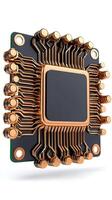 High-Tech Microchip with Intricate Circuitry Design Highlighting Modern Computer Engineering and Advanced Technology Innovations in Electronics Industry photo