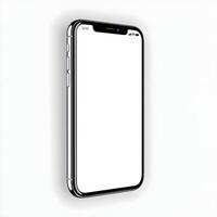 blank smartphone screen mockup, template for app design, isolated on white background, modern mobile device for creative presentation and advertising purposes photo