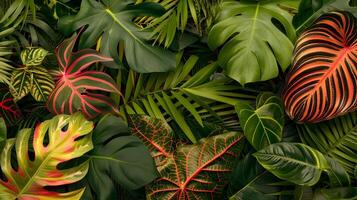 Exotic Tropical Leaves with Bold Patterns Enhancing Natural Aesthetic photo