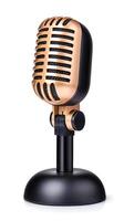 Vintage Style Microphone on Isolated Background Perfect for Music, Podcasting, Recording, and Audio Projects in Retro Aesthetic Design Concept photo