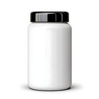 Clean and Simple White Jar with Black Lid for Storage or Packaging, Ideal for Labels, Crafts, and Various Creative Projects in a Minimalistic Design photo
