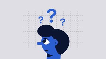 2d animado conceito do questão marca e homem, representando confusão e problemas video