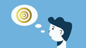 2d animation concept of people thinking about goals and targets video