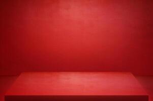 The floor and walls of the room are red as the background. photo