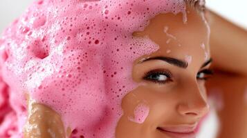 Experiencing a refreshing bubble bath filled with colorful foam and relaxation photo