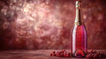 Celebrate with sparkling rose wine and fresh berries on a festive table, perfect for parties and special occasions in a cozy setting photo
