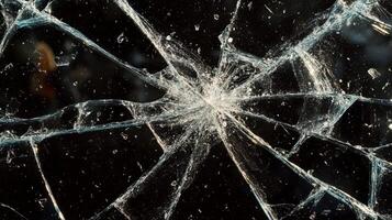 Shattered glass fragments create a fascinating array of reflective patterns in light photo