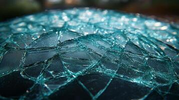 The delicate cracks of shattered glass reflect light beautifully in the outdoors photo