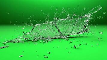 Glittering shards of glass scatter beautifully, reflecting light in a striking green space photo