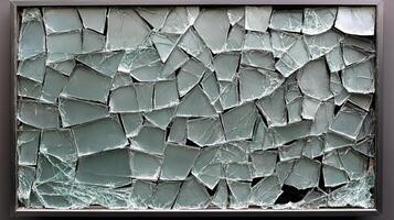 Shattered glass pieces create stunning patterns, reflecting light in captivating ways photo