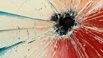 Bright colors radiate from a central hole, illustrating the beauty in brokenness at an art exhibit photo