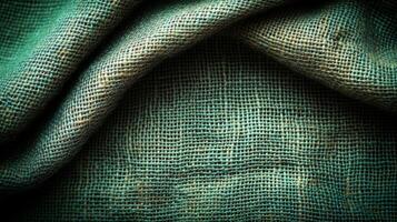 Soft burlap fabric reveals intricate patterns and textures, inviting tactile exploration photo