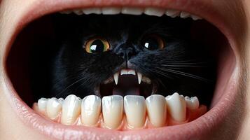 A playful blend of a human mouth and a cat's face creates a whimsical visual delight photo