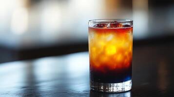 The vibrant drink shines beautifully, showcasing layers of color and inviting textures photo
