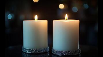 Candles flicker, casting soft shadows and creating a cozy, tranquil ambiance photo