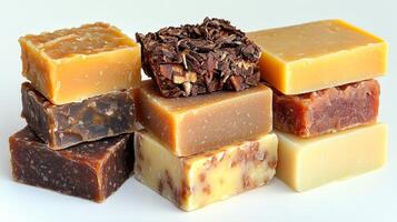 Handmade soap bars with rich textures and colors for a delightful sensory experience photo