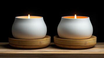 Soft candlelight dances gently, enhancing tranquility in a cozy and inviting environment photo