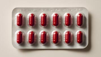 A blister pack of red capsules showcases health and wellness options for better living photo