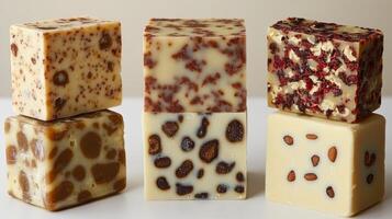 Handcrafted soap blocks showcase intricate textures, emphasizing creativity in skincare photo