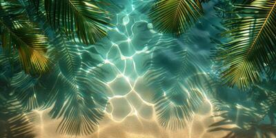 Tropical beach with clear water and sandy shore, perfect for a relaxing vacation photo