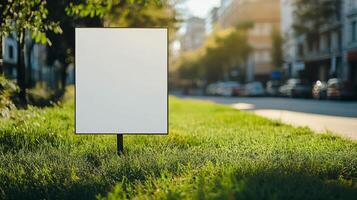 Blank billboard on the street in the city photo