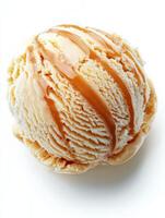Indulge in a tempting scoop of rich and creamy caramel swirl ice cream that guarantees a delightful experience with its smooth texture and incredibly delicious caramel flavor in every indulgent bite photo