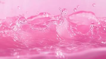 This captivating image showcases glistening water droplets on a vibrant pink background. Enhanced for clarity, it evokes freshness and calm, making it ideal for various creative projects photo