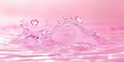 This edited image features a striking pink hue with an elegant water splash effect, perfect as background or in themed designs, engaging viewers and providing a refreshing visual experience photo