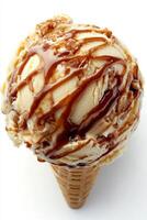 Enjoy a rich caramel swirl ice cream on a crispy cone, providing a creamy texture and amazing flavor that melts in your mouth, creating an unforgettable dessert to satisfy your sweet cravings photo