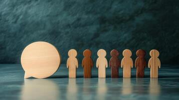 The intricately carved wooden figures represent our communitys diverse voices, highlighting the importance of effective communication that connects us in meaningful and impactful ways photo