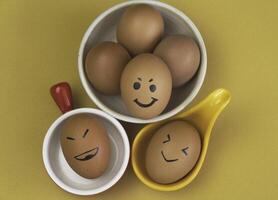 Egg with brown shell put on background photo