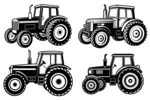 A tractor silhouette on a white background bundle vector