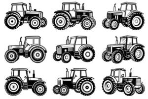 Silhouette of tractor bundle vector