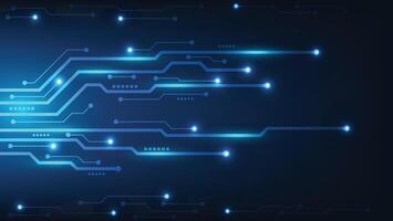 futuristic circuit board background with hi tech blue light vector