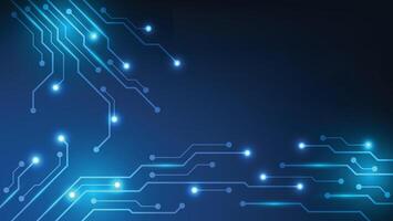 hi tech technology background. futuristic circuit board with blue light glowing vector