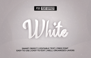 White 3D Text Effect psd