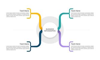 Infographic Mind Map 4 Options for Business Management. Presentation, Data, Information, Organization and Strategy. vector
