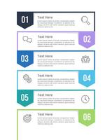 6 Vertical infographic options, continuous ribbon dialog. Presentation, Banner, Brochure and Plan. vector
