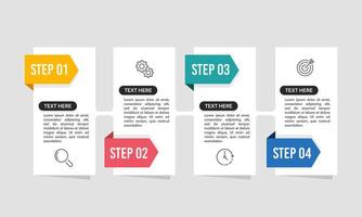 Infographic 4 steps to business goals. Presentation, Data, Information and Plan. vector