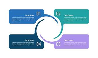 Infographic 4 processes combined into one in the middle. Presentation, Plan, Strategy and Productivity. vector
