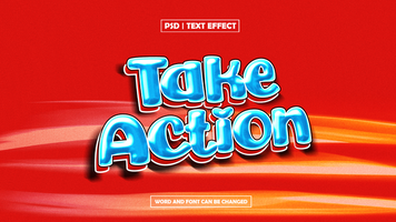 take action text effect psd
