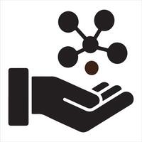 Hand holding connected dots for network, collaboration and sharing vector