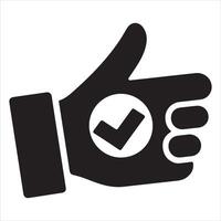 Thumbs up with checkmark icon for approval and success vector