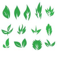Set of green leaf icons with attractive patterns for your element needs vector