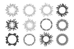 Circular sound waveform. Music equalizer bar set. illustrations isolated on white background. vector