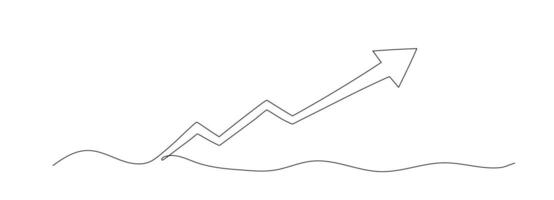 Arrow one continuous line illustration. vector