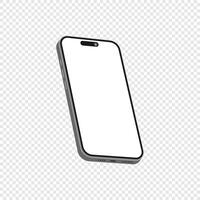 Isometric style photo of silver smartphone without background. vector