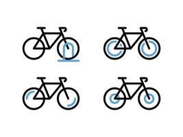 Bicycle types linear icons set. Bike icon logo template. vector