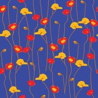 seamless flowers with hand painted on blue pattern background vector